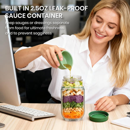 Salad Pod Mason Jar Style Container with Side-Opening