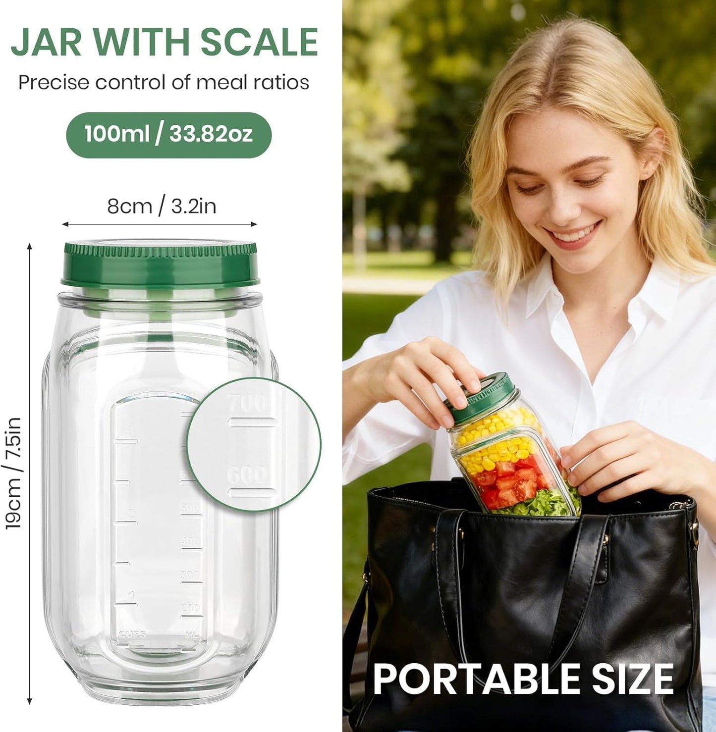 Salad Pod Mason Jar Style Container with Side-Opening