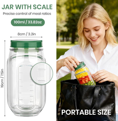 Salad Pod Mason Jar Style Container with Side-Opening