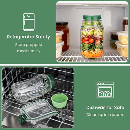 Salad Pod Mason Jar Style Container with Side-Opening