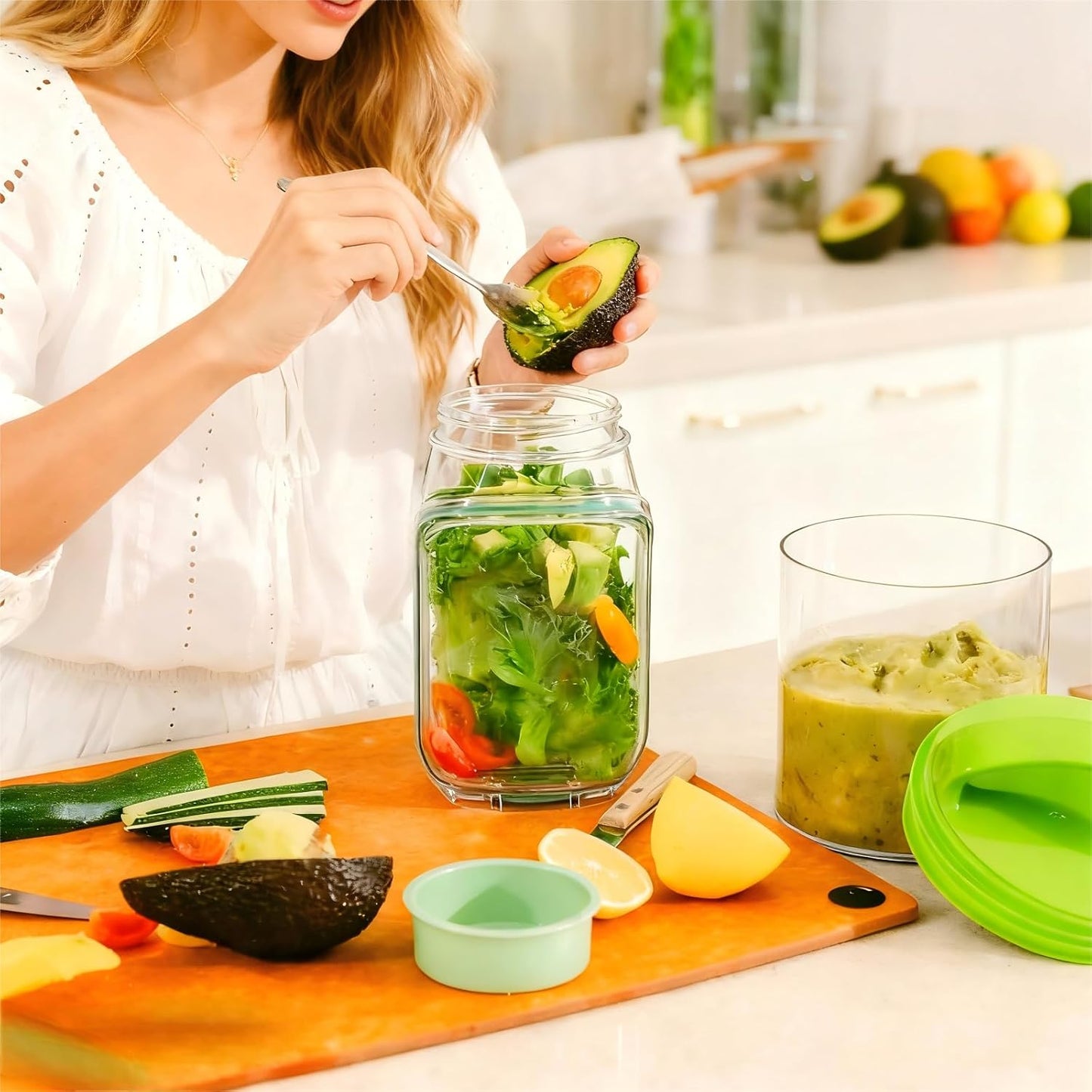 Salad Pod Mason Jar Style Container with Side-Opening
