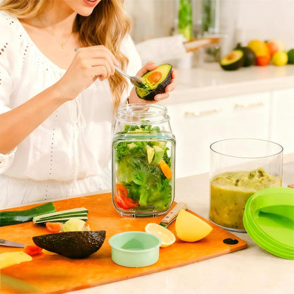 Salad Pod Mason Jar Style Container with Side-Opening