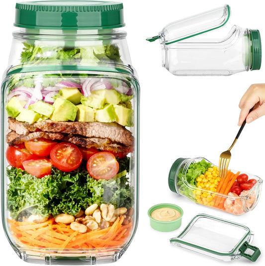 Salad Pod Mason Jar Style Container with Side-Opening